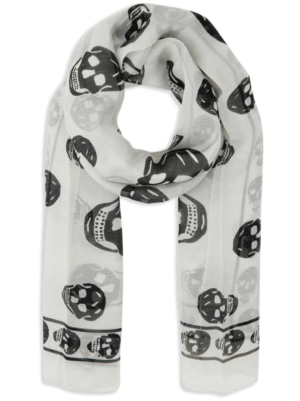 Alexander McQueen skull-print silk scarf - White von Alexander McQueen