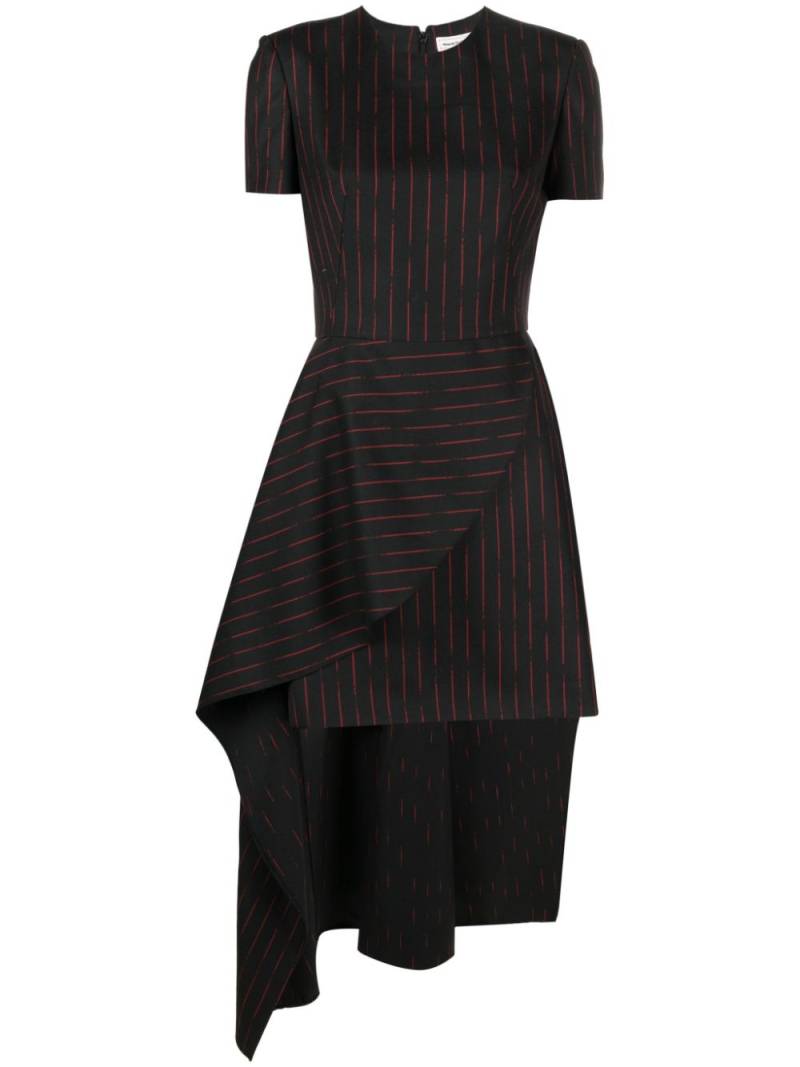 Alexander McQueen asymmetric pinstripe wool dress - Black von Alexander McQueen