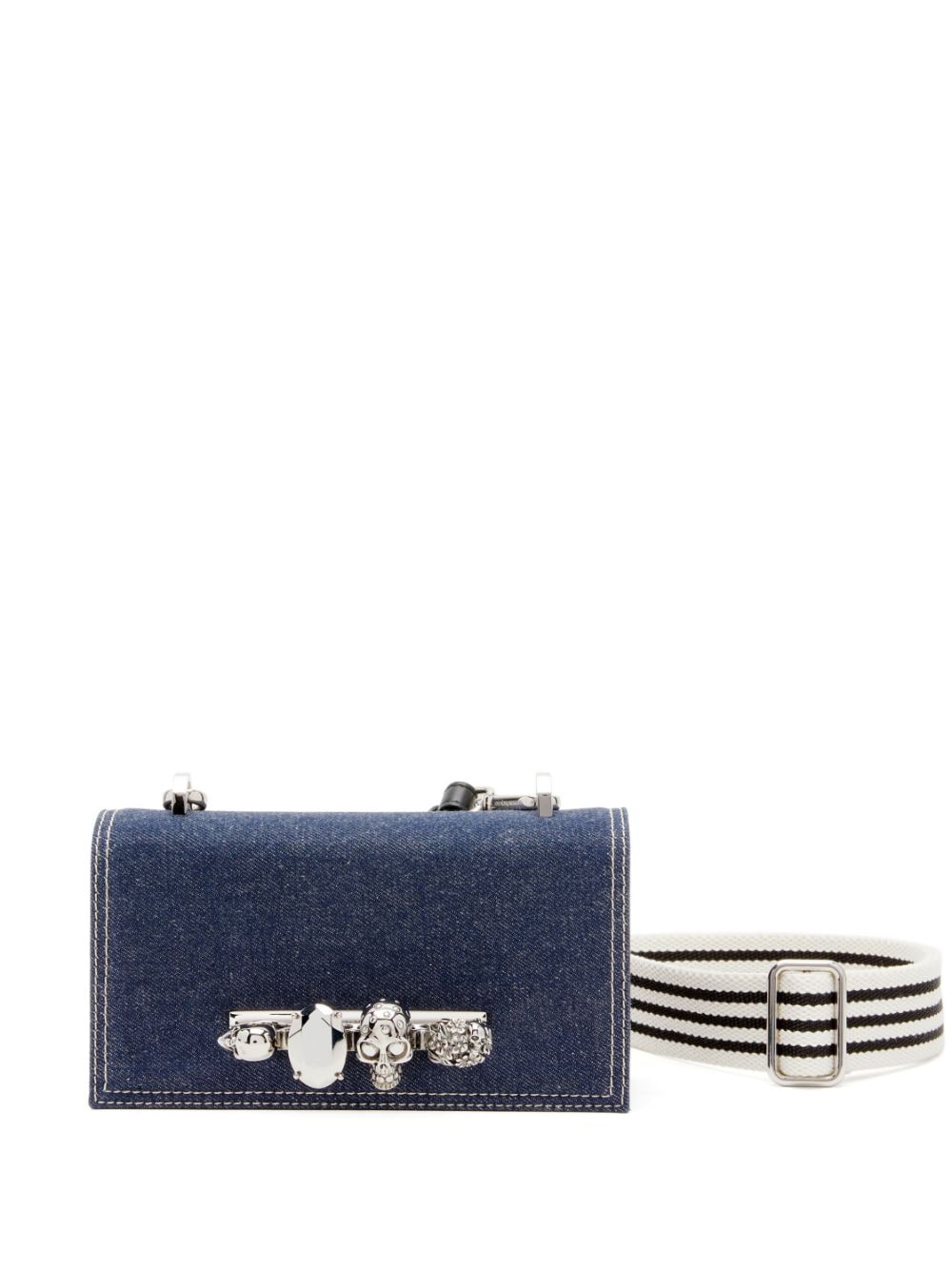 Alexander McQueen charm-embellished denim messenger bag - Blue von Alexander McQueen