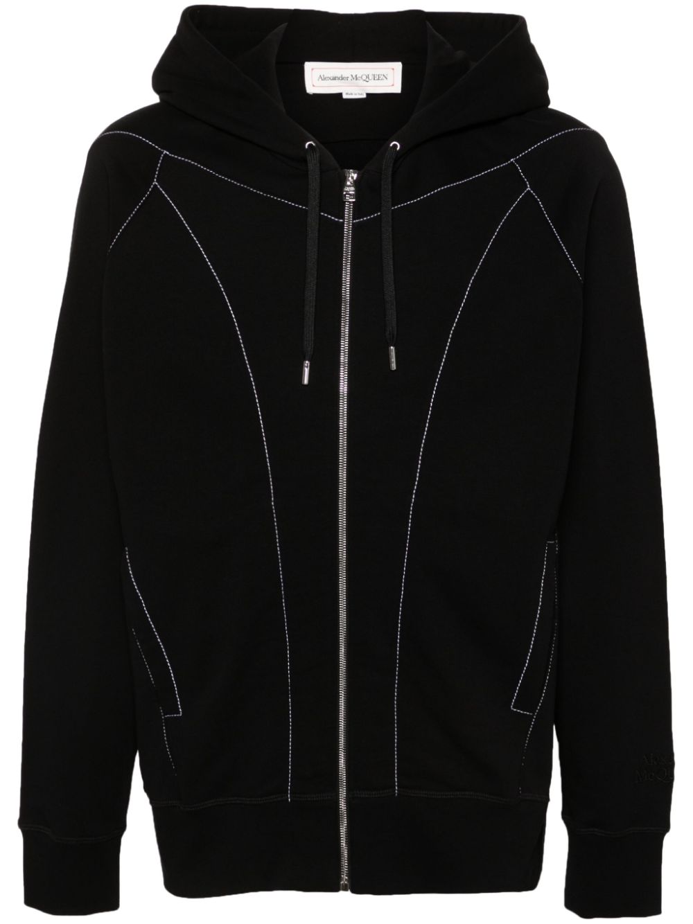 Alexander McQueen contrast-stitching hooded jacket - Black von Alexander McQueen