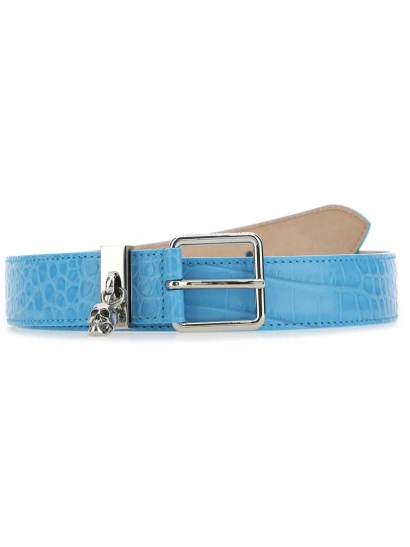 Alexander McQueen crocodile-effect leather belt - Blue von Alexander McQueen