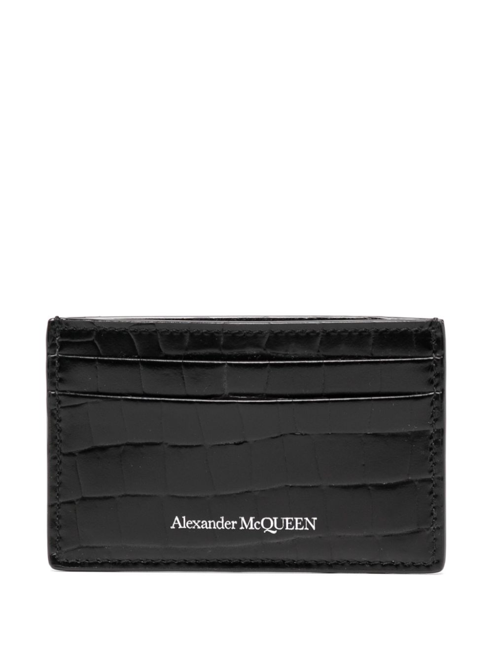 Alexander McQueen crocodile-effect leather cardholder - Black von Alexander McQueen