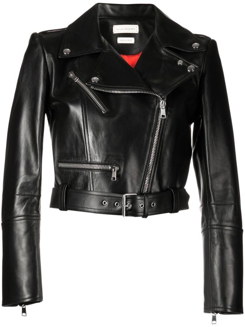 Alexander McQueen cropped leather jacket - Black von Alexander McQueen