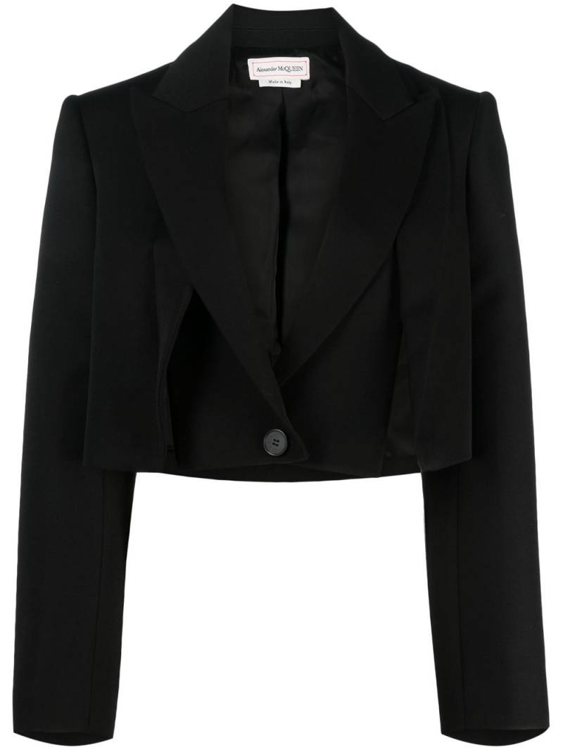 Alexander McQueen cropped wool blazer - Black von Alexander McQueen