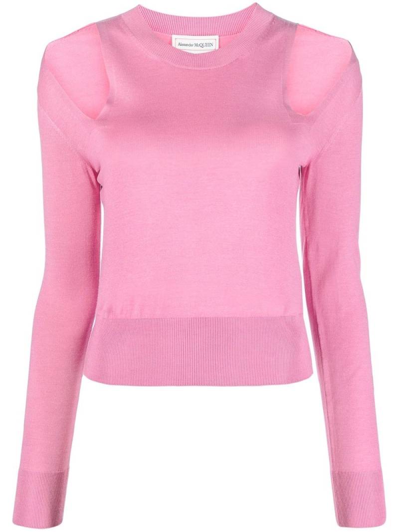 Alexander McQueen cut-out round-neck jumper - Pink von Alexander McQueen