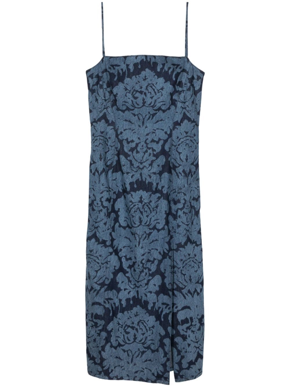 Alexander McQueen damask-print midi dress - Blue von Alexander McQueen