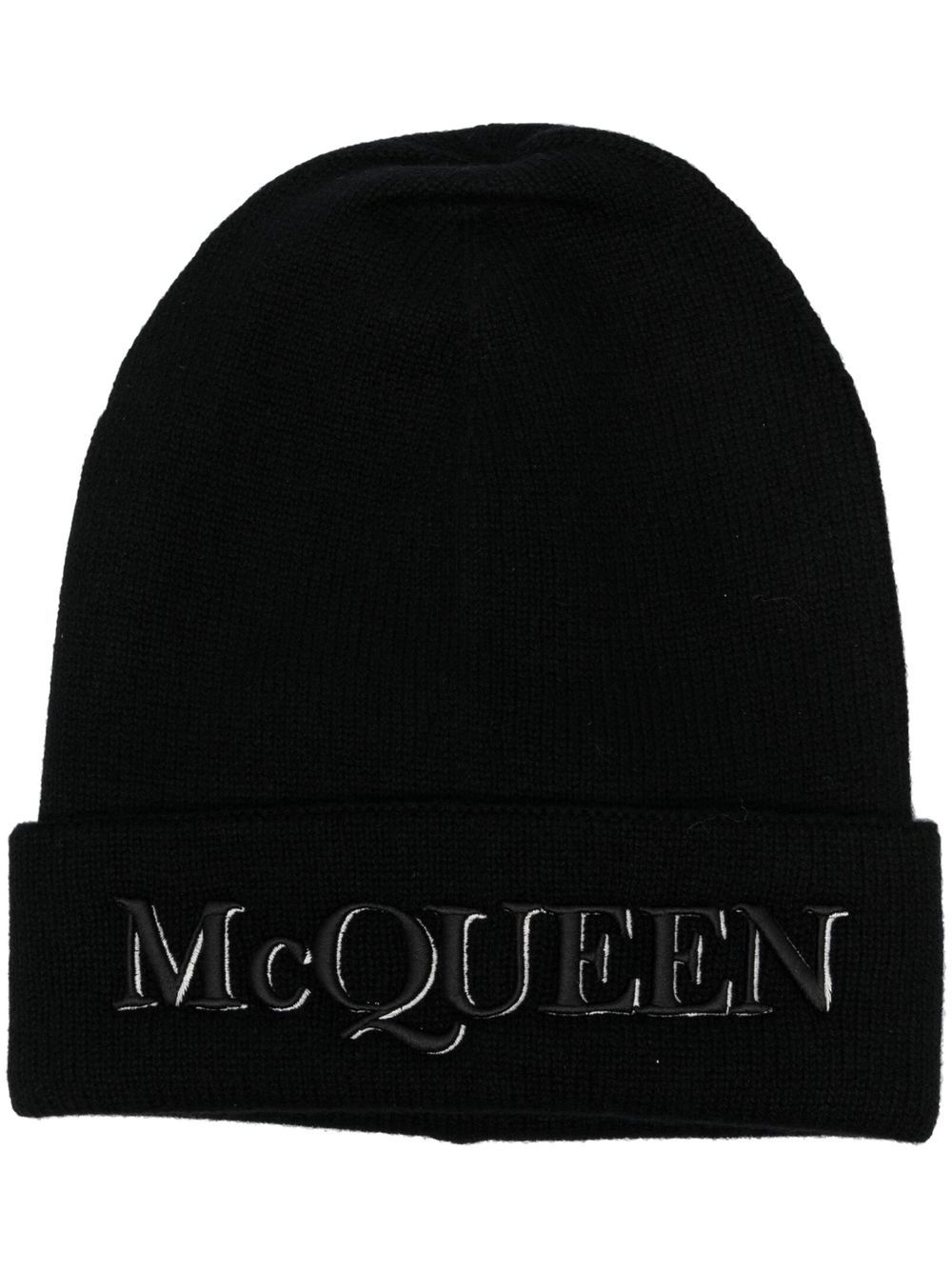Alexander McQueen logo-embroidered cashmere beanie - Black von Alexander McQueen