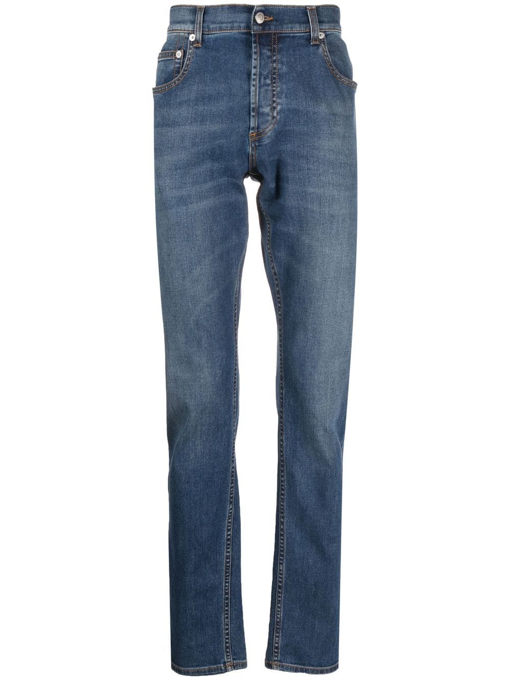 Alexander McQueen embroidered-logo slim-fit jeans - Blue von Alexander McQueen