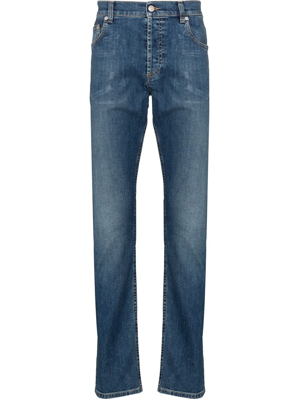 Alexander McQueen embroidered-logo straight-leg jeans - Blue von Alexander McQueen