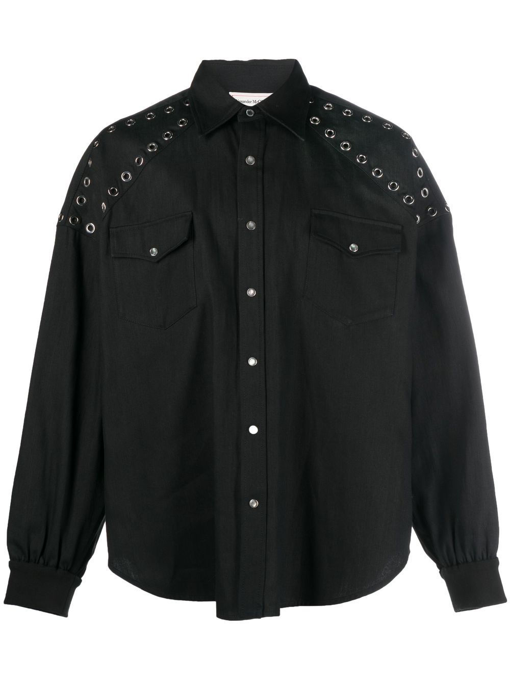 Alexander McQueen eyelet-detail denim shirt - Black von Alexander McQueen