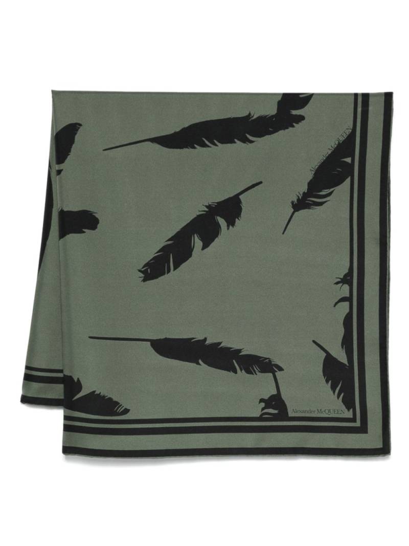 Alexander McQueen feather-print scarf - Green von Alexander McQueen