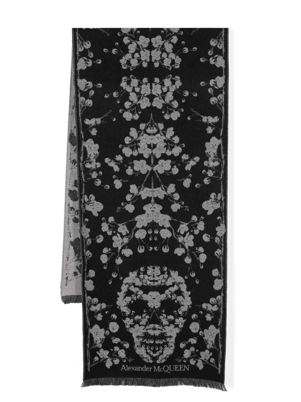 Alexander McQueen floral-intarsia scarf - Black von Alexander McQueen