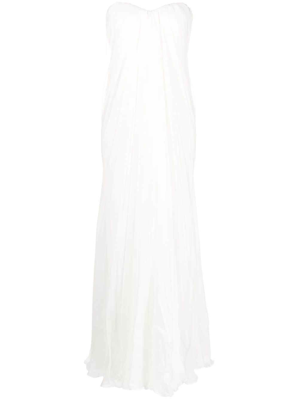 Alexander McQueen gathered silk-chiffon bustier gown - White von Alexander McQueen