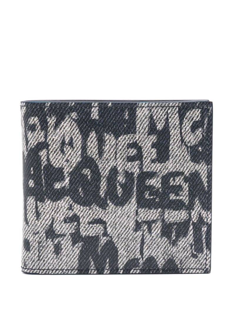 Alexander McQueen graffiti logo-print bi-fold wallet - Blue von Alexander McQueen