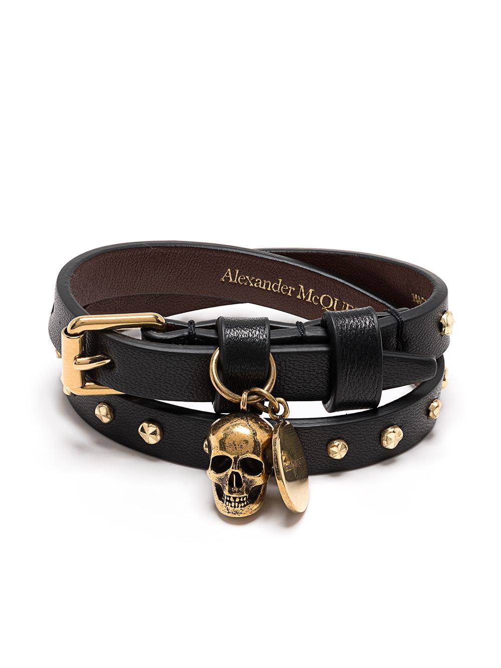 Alexander McQueen hammered studs double-wrap bracelet - Black von Alexander McQueen