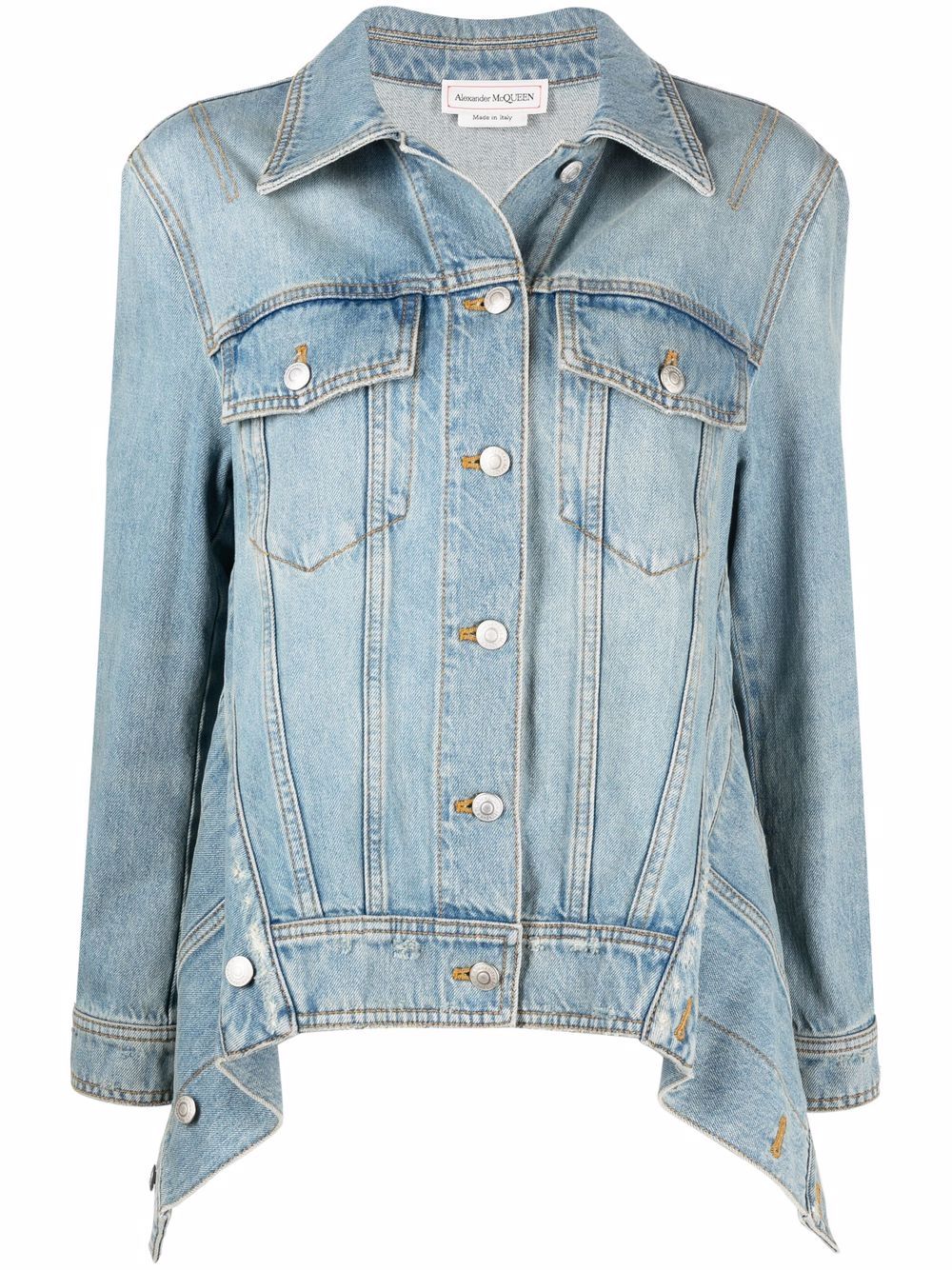 Alexander McQueen illustration-print denim jacket - Blue von Alexander McQueen