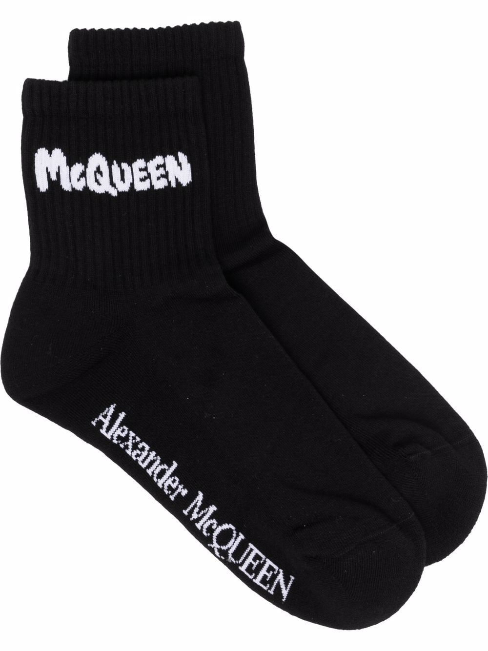 Alexander McQueen intarsia-knit ankle socks - Black von Alexander McQueen