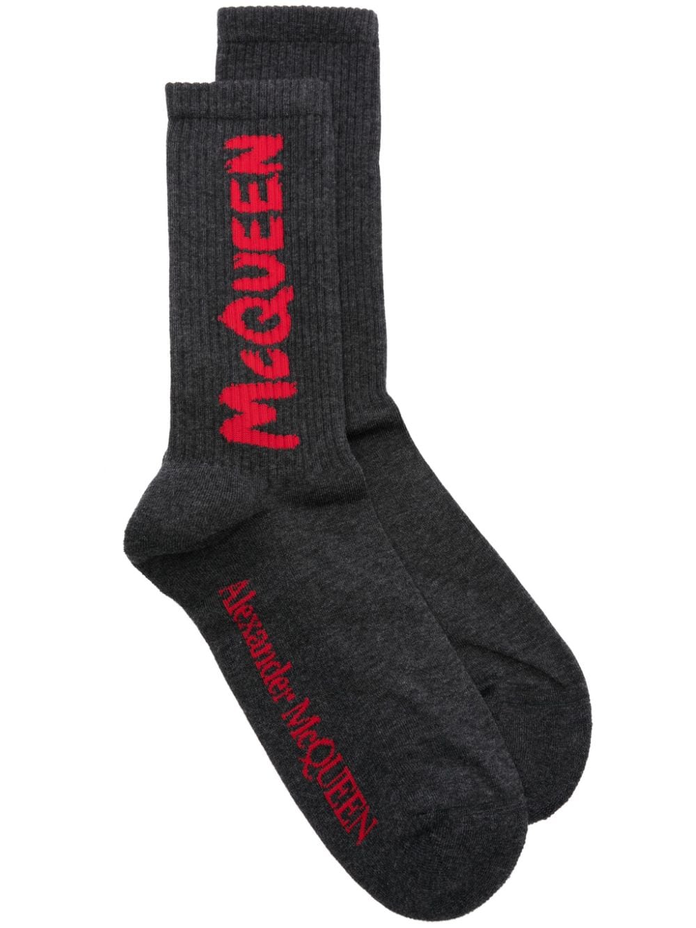 Alexander McQueen intarsia-logo ankle socks - Grey von Alexander McQueen