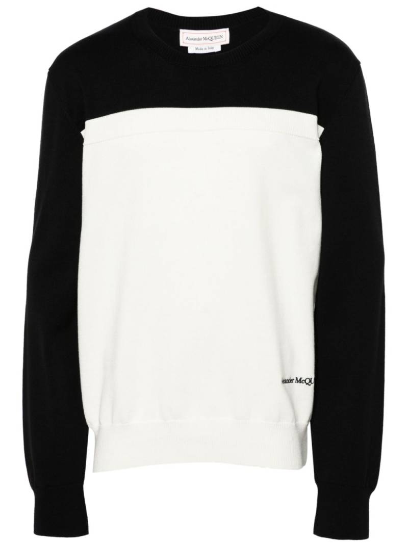 Alexander McQueen logo-embroidered cotton-blend jumper - Neutrals von Alexander McQueen