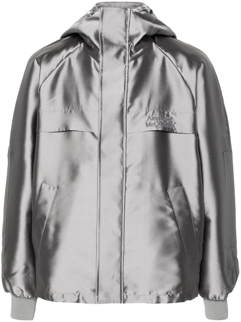 Alexander McQueen logo-embroidered hooded jacket - Grey von Alexander McQueen