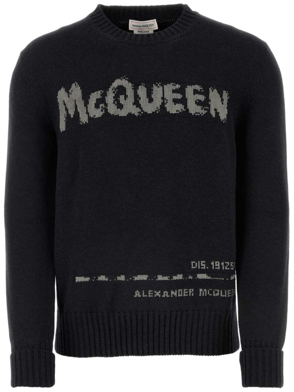 Alexander McQueen logo-intarsia crew-neck jumper - Black von Alexander McQueen