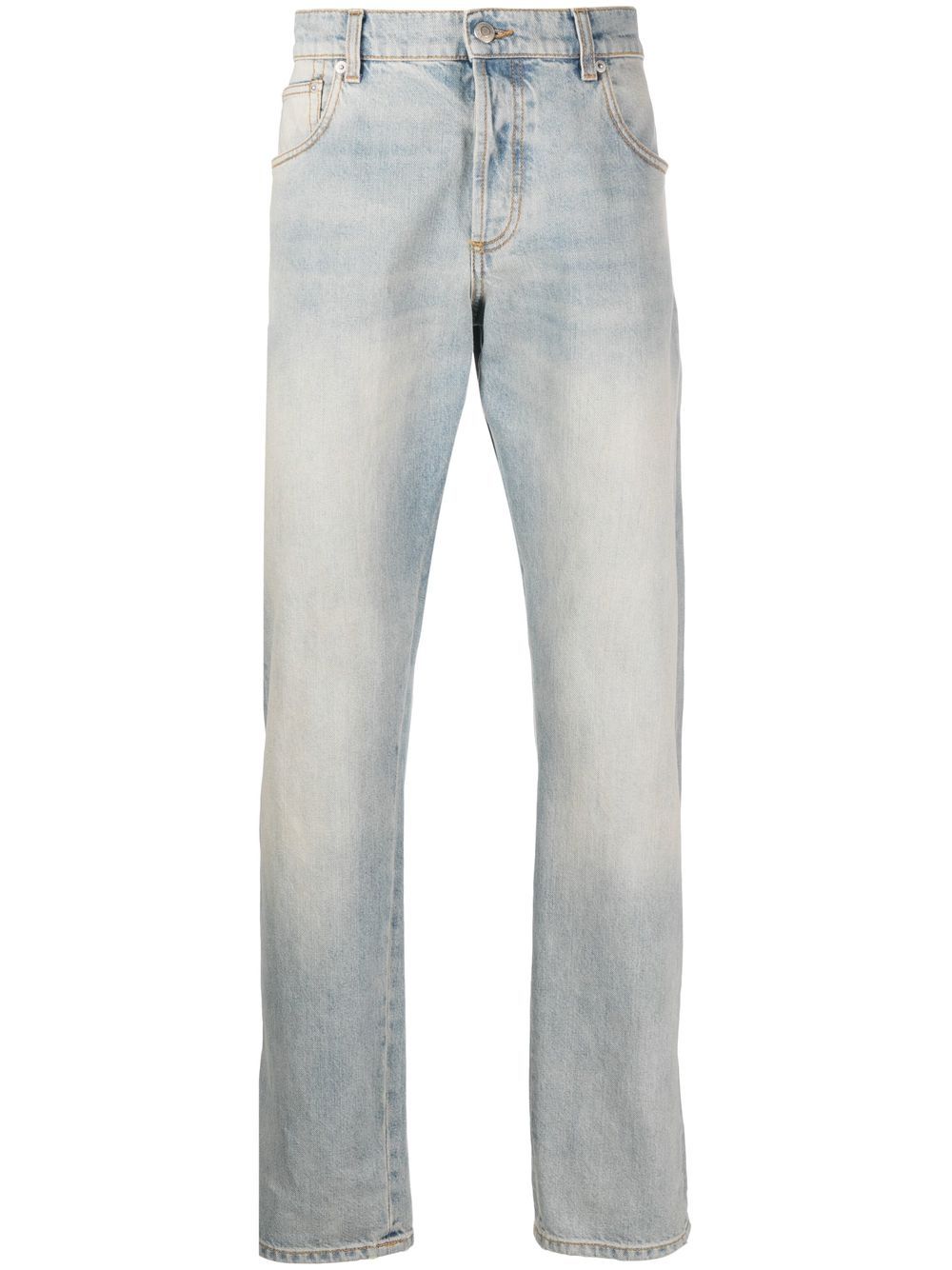 Alexander McQueen logo-patch washed cotton jeans - Blue von Alexander McQueen