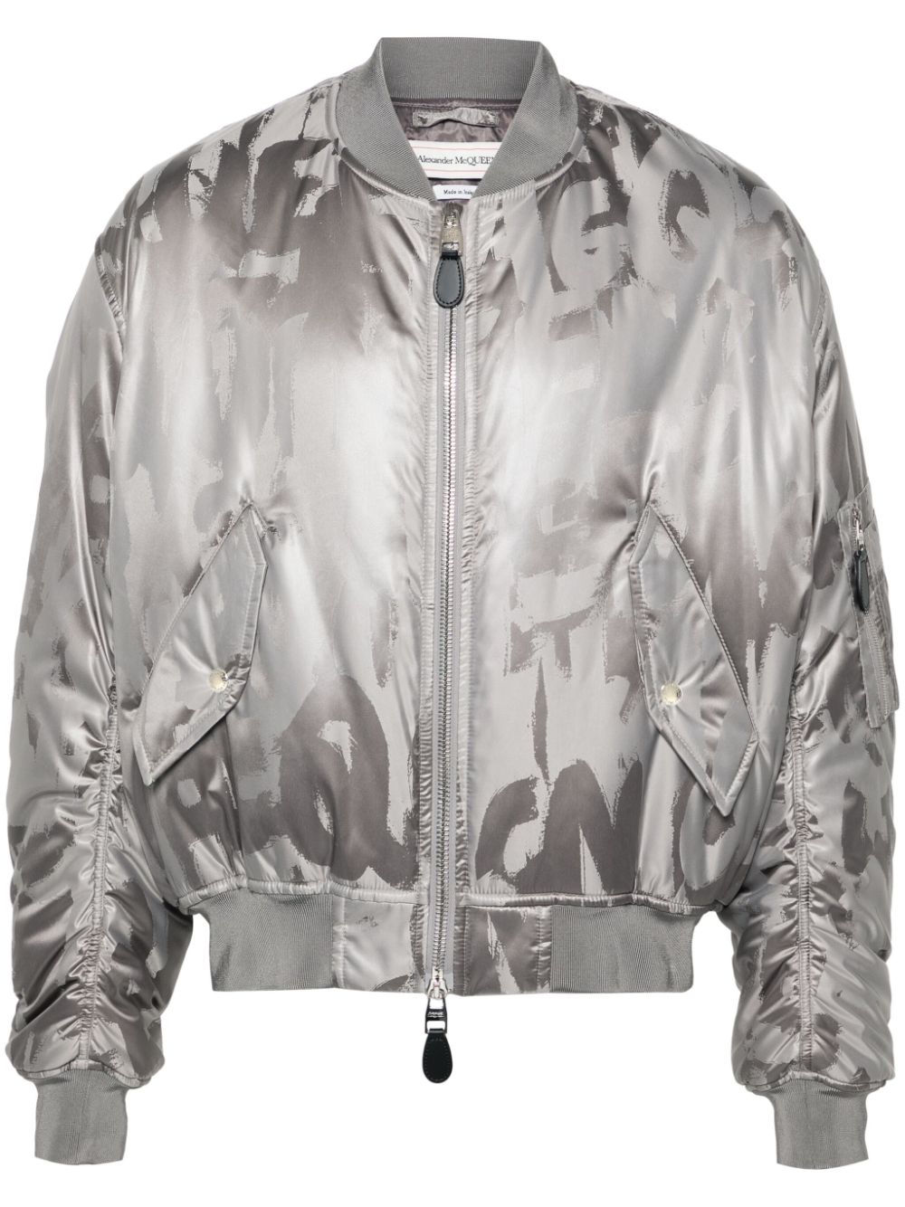 Alexander McQueen logo-print bomber jacket - Silver von Alexander McQueen