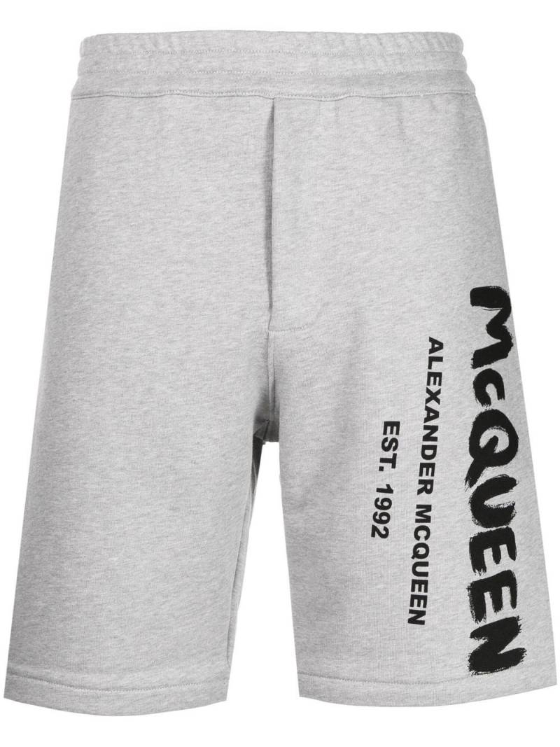 Alexander McQueen logo-print cotton track shorts - Grey von Alexander McQueen