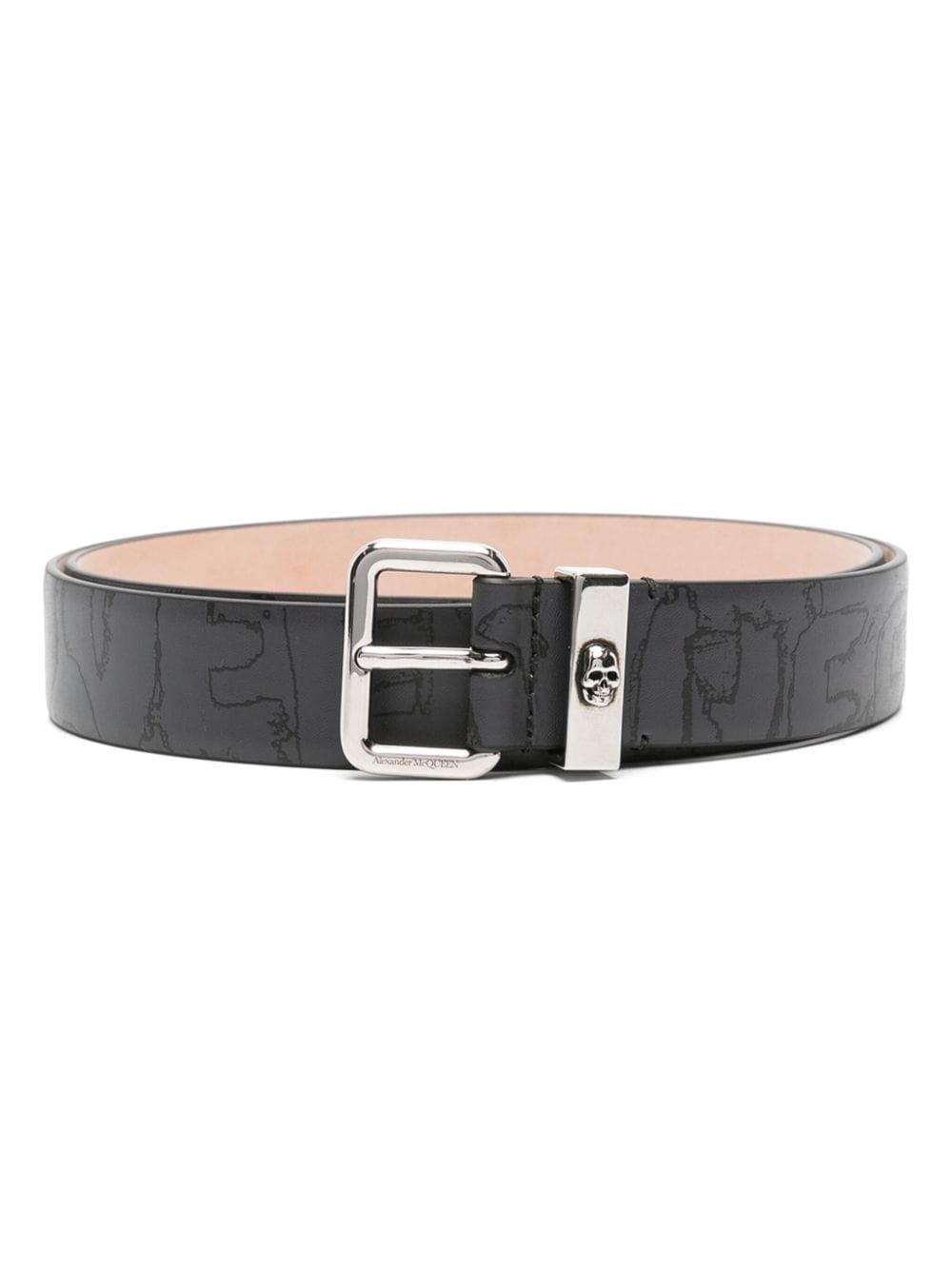 Alexander McQueen logo-print leather belt - Grey von Alexander McQueen