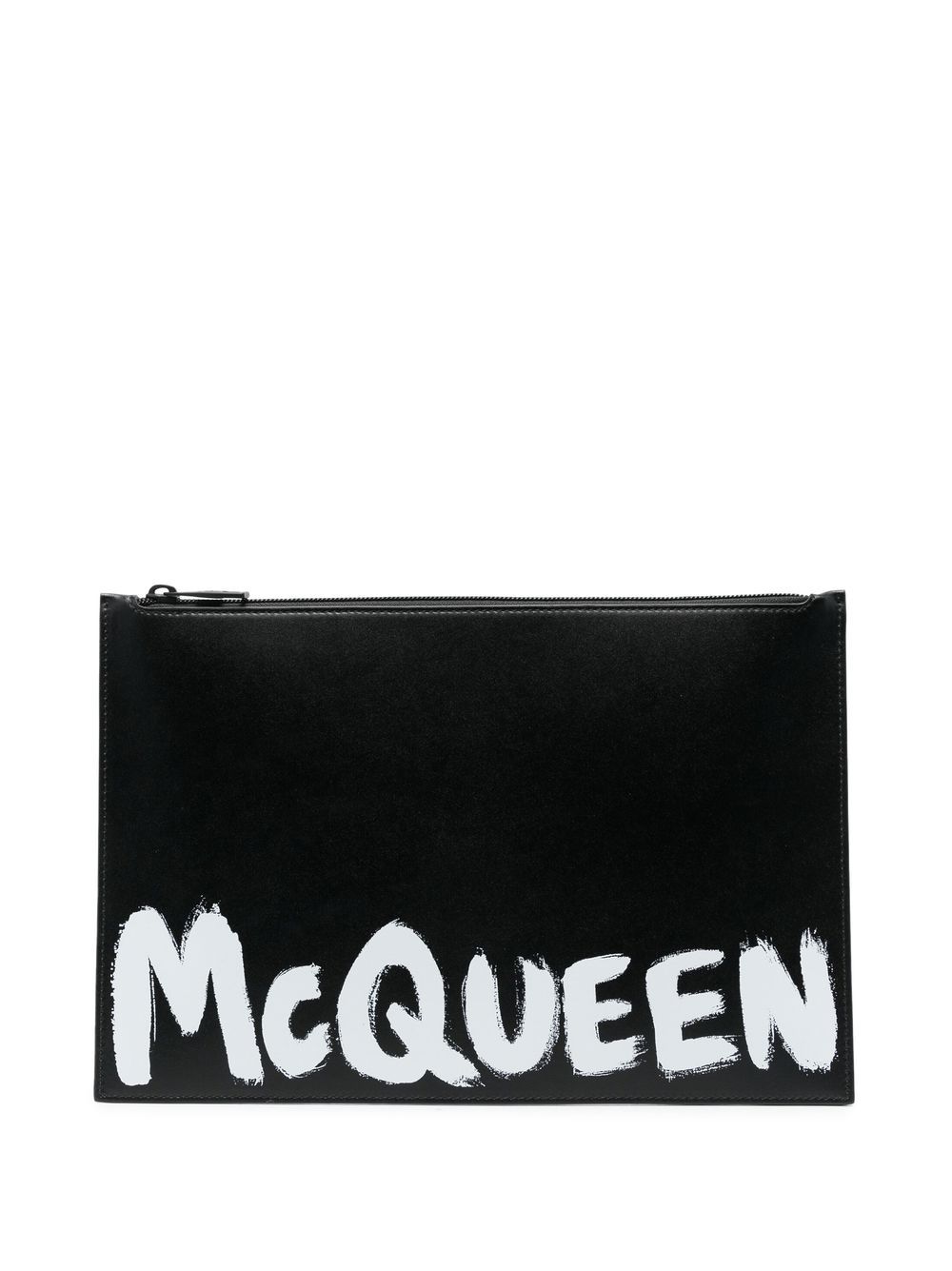 Alexander McQueen logo-print leather clutch bag - Black von Alexander McQueen