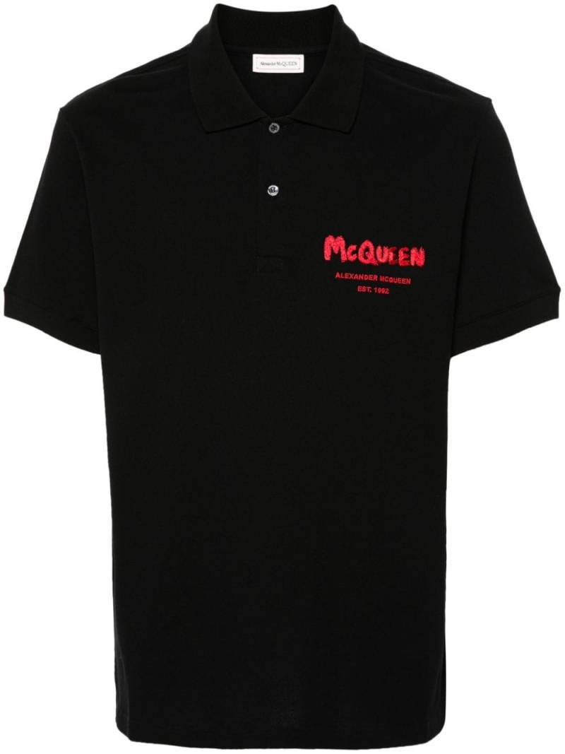 Alexander McQueen embroidered-logo polo shirt - Black von Alexander McQueen