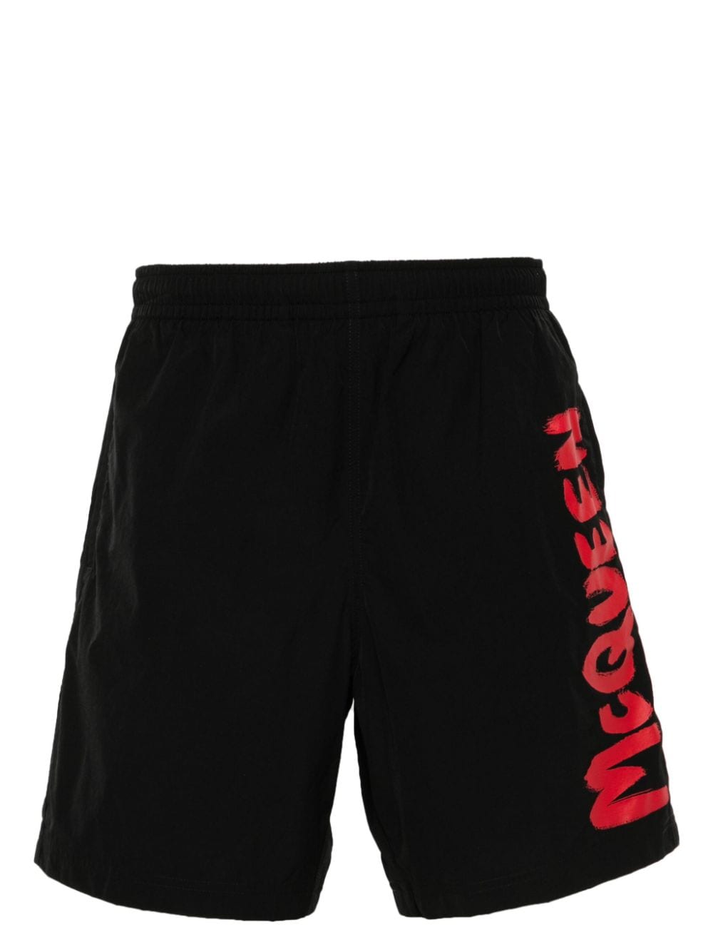 Alexander McQueen McQueen Garffiti-print swim shorts - Black von Alexander McQueen