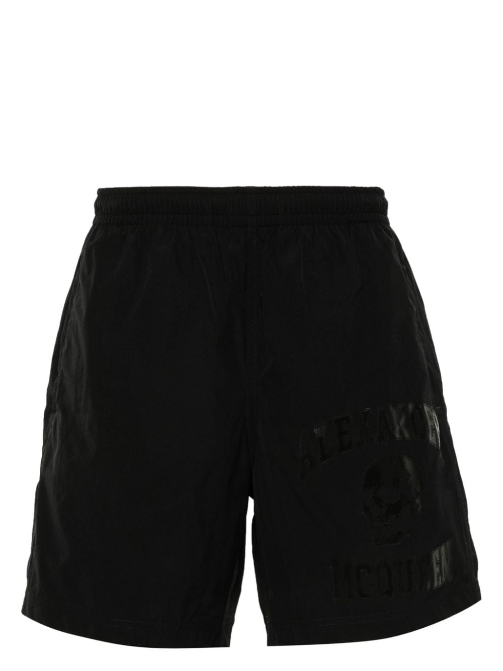 Alexander McQueen Varsity-print swim shorts - Black von Alexander McQueen