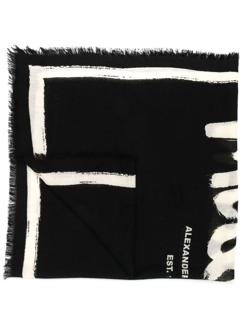 Alexander McQueen logo print wool scarf - Black von Alexander McQueen