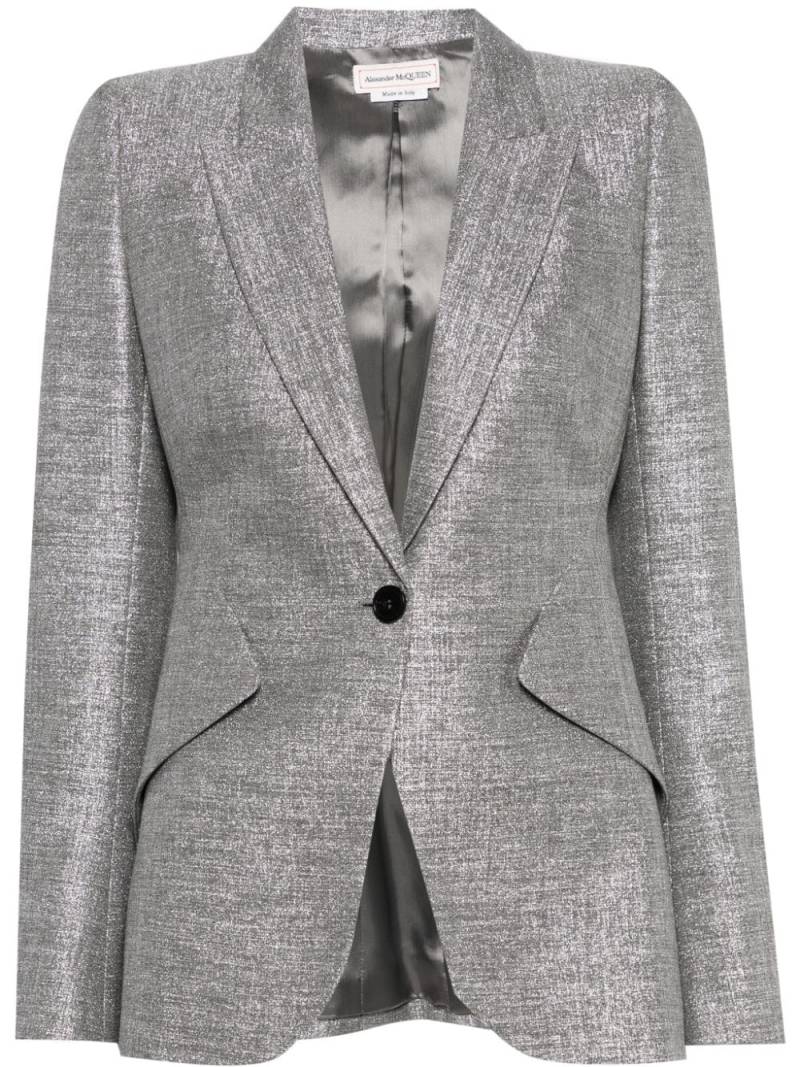 Alexander McQueen lurex single-breasted blazer - Silver von Alexander McQueen