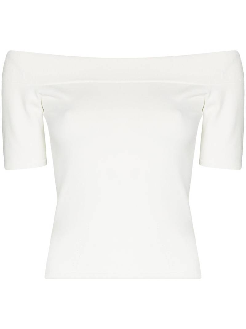 Alexander McQueen off-shoulder knitted top - White von Alexander McQueen