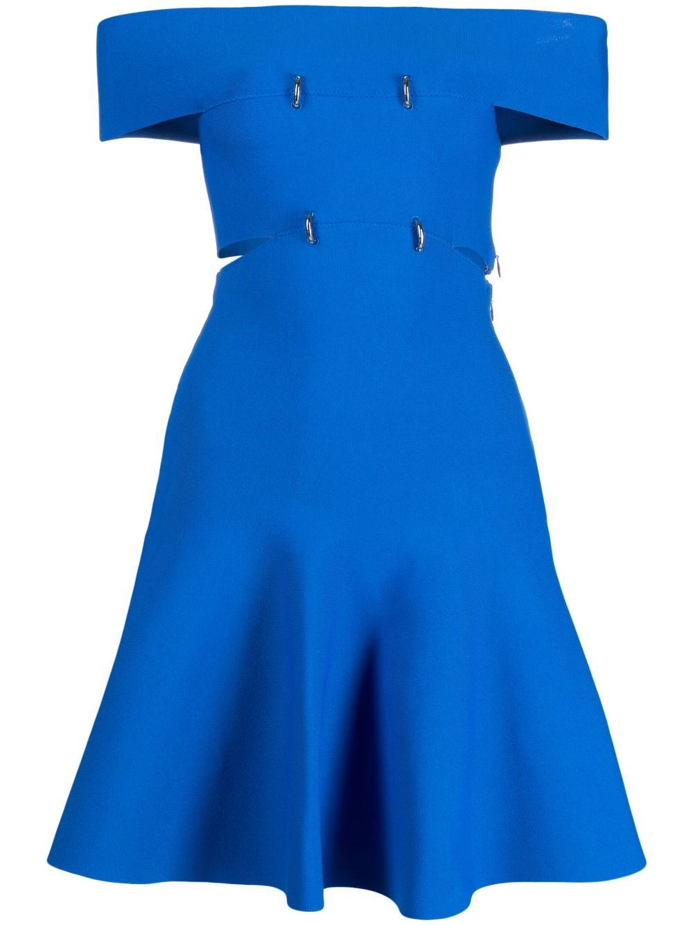 Alexander McQueen off-shoulder cutout jersey minidress - Blue von Alexander McQueen