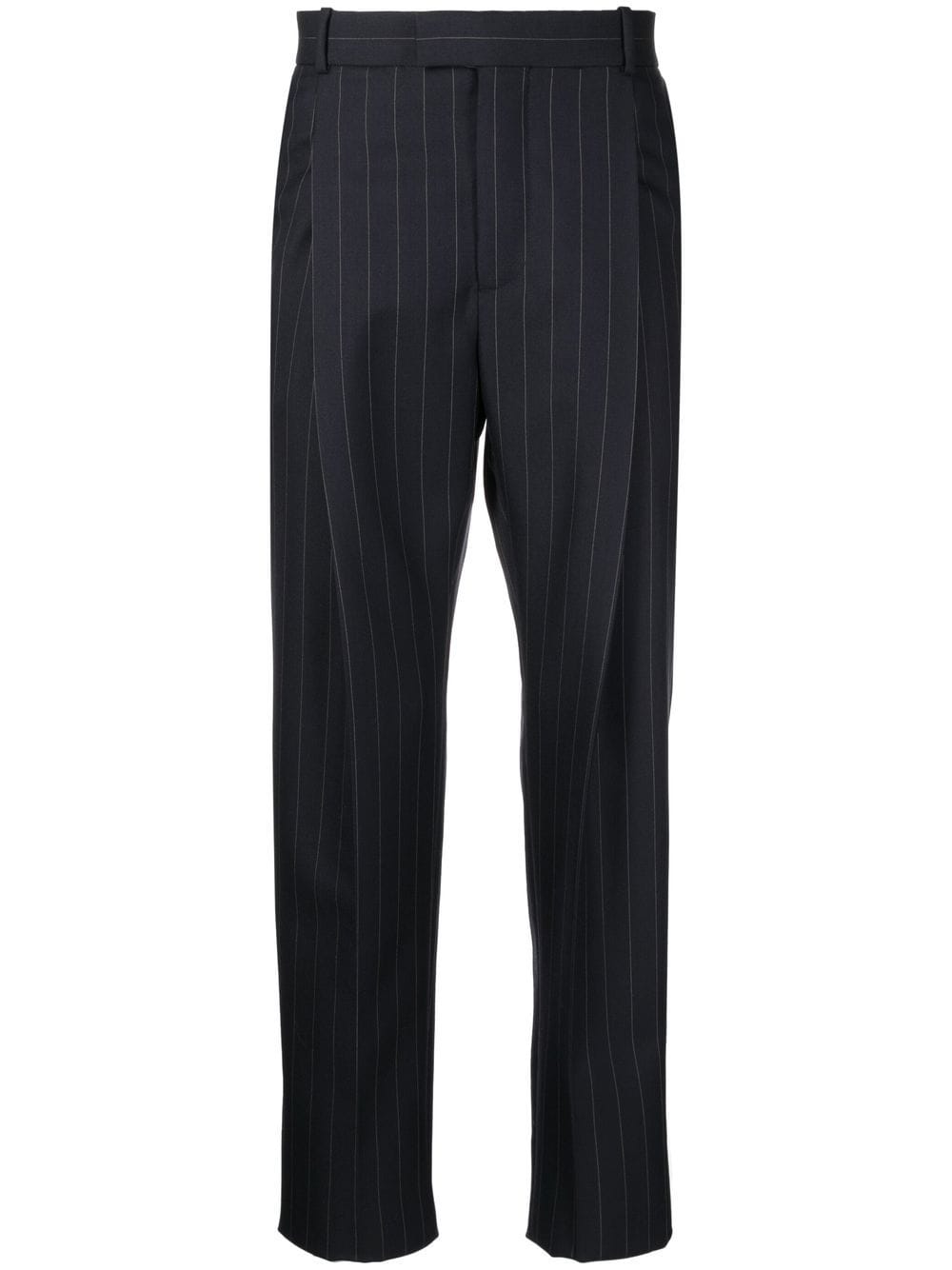 Alexander McQueen pinstripe pleat-detail tailored trousers - Blue von Alexander McQueen