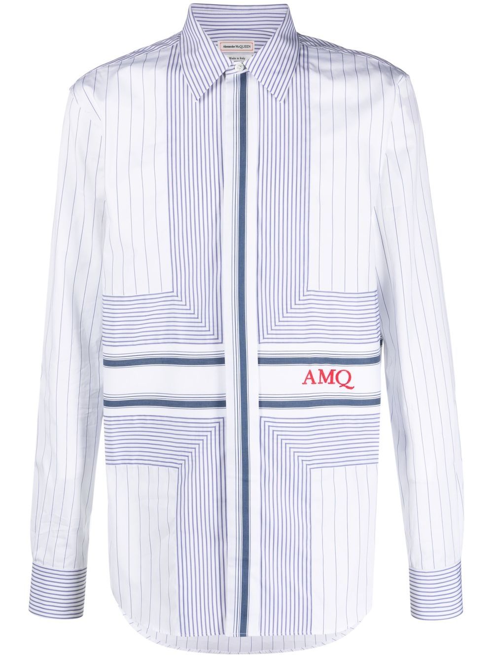 Alexander McQueen pinstriped logo-print shirt - White von Alexander McQueen