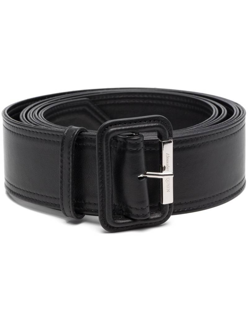 Alexander McQueen pointed leather buckle belt - Black von Alexander McQueen