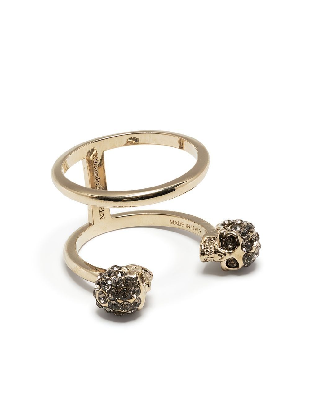 Alexander McQueen rhinestone-embellished skull ring - Gold von Alexander McQueen