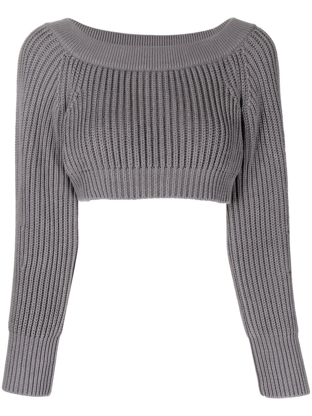 Alexander McQueen ribbed-knit cropped sweatshirt - Grey von Alexander McQueen
