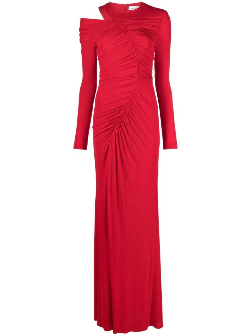 Alexander McQueen asymmetric ruched maxi dress - Red von Alexander McQueen