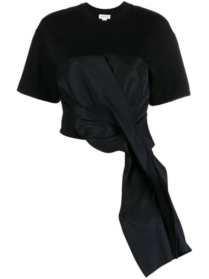 Alexander McQueen ruched-detail asymmetric T-shirt - Black von Alexander McQueen