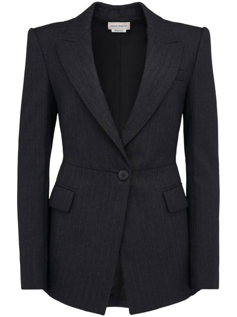 Alexander McQueen single-breasted peplum-hem blazer - Grey von Alexander McQueen