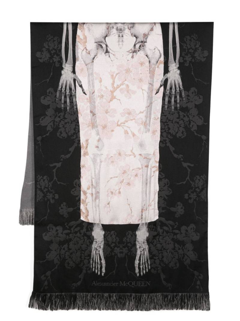 Alexander McQueen skeleton-jacquard scarf - Black von Alexander McQueen