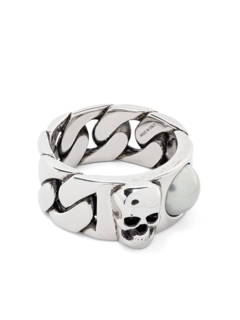 Alexander McQueen Skull & Pearl ring - Silver von Alexander McQueen