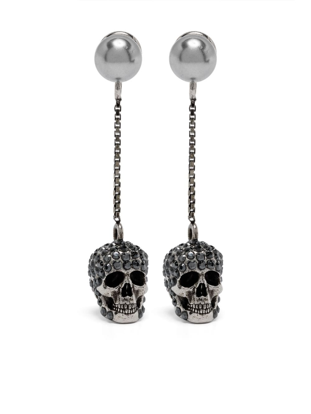 Alexander McQueen Pave Skull drop earrings - Silver von Alexander McQueen