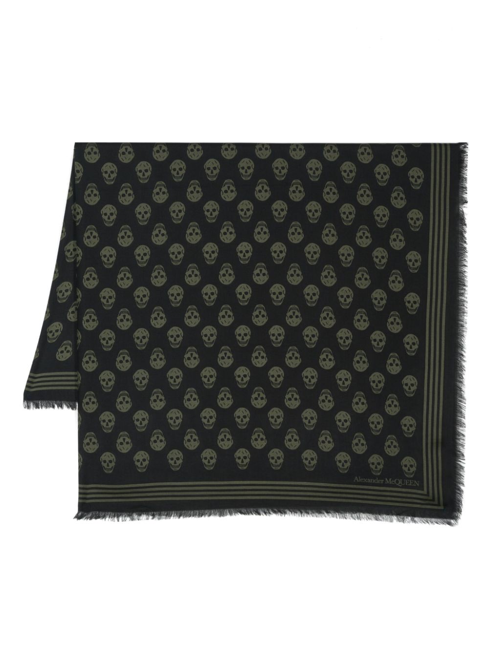 Alexander McQueen skull-print frayed scarf - Black von Alexander McQueen