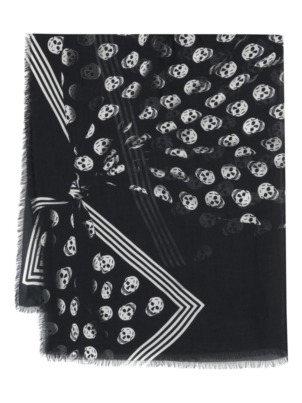 Alexander McQueen skull-print frayed scarf - Black von Alexander McQueen